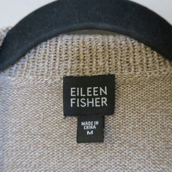 Eileen Fisher Knit Linen Blend Open Front Cardigan Beige Boho Lagenlook Work - Picture 6 of 9